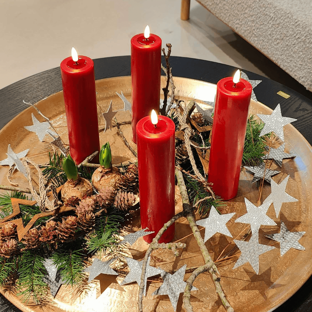 LED jule bloklys med en 3D flamme - nordicflamedk