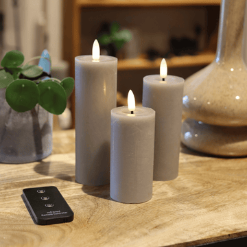 LED-bloklyssæt Ø5 med 3 bloklys & fjernbetjening - Sand