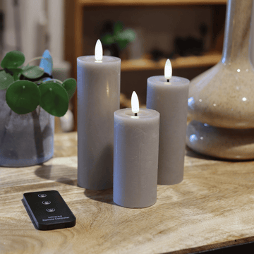 LED-bloklyssæt Ø5 med 3 bloklys & fjernbetjening - Grå
