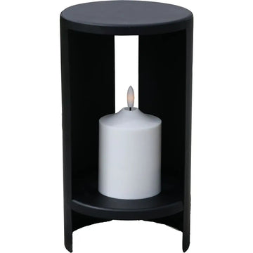 Lanterne rund med LED bloklys - 28cm