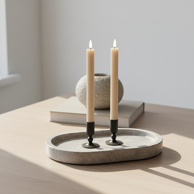 2 stk. LED Kronelys – 22,5 cm Sandfarvet