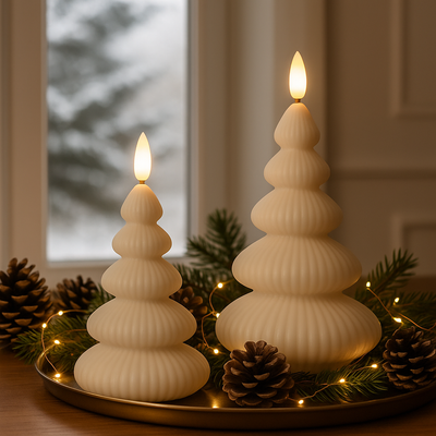 LED Juletræslys 2-pak – Hvid, 10/15 cm Inkl Fjernbetjening