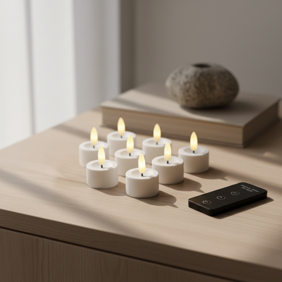 LED Fyrfadslys 8-pak m/batterier og fjernbetjening