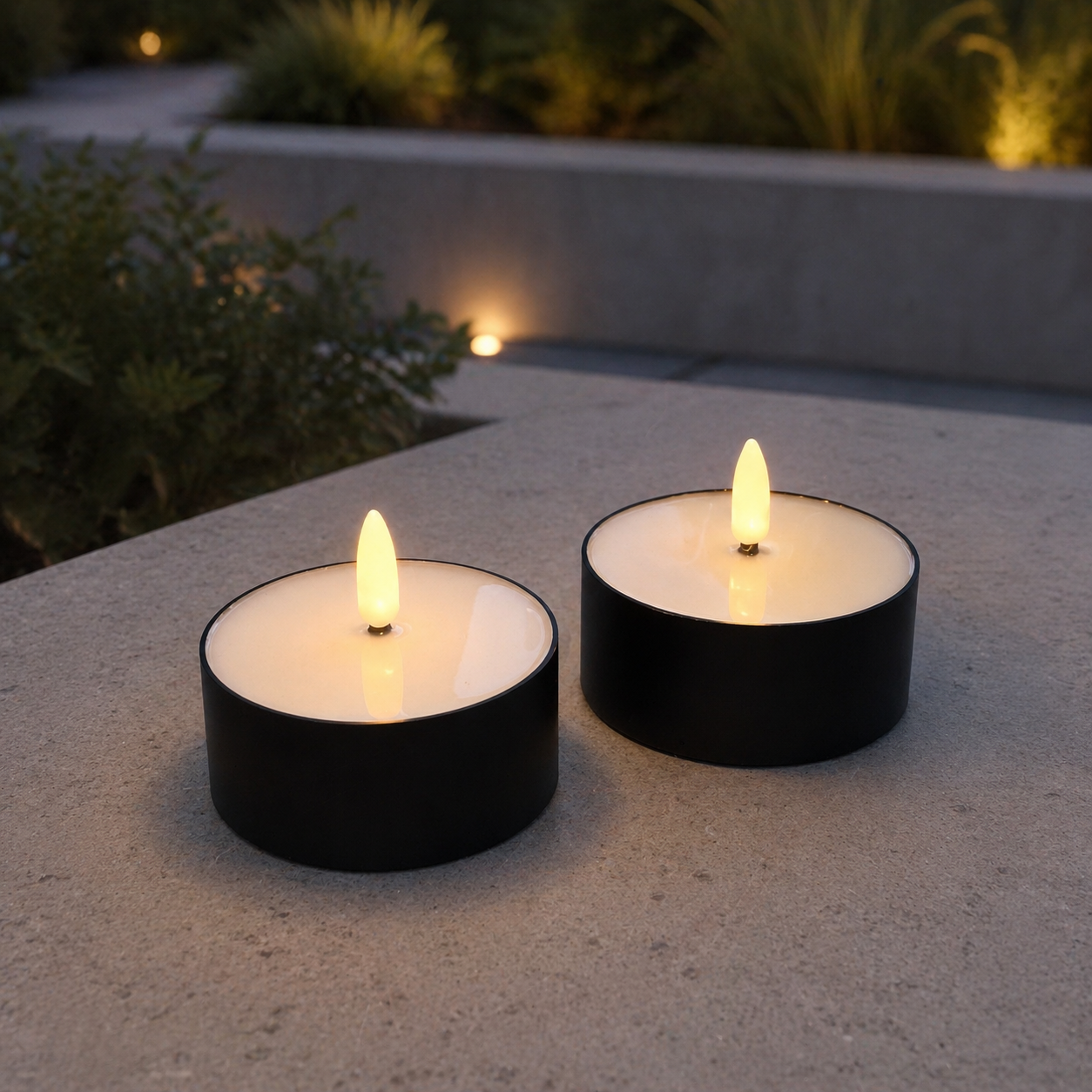 Outdoor LED Fyrfadslys 2-pak - Realistisk 3D Flamme - Sort