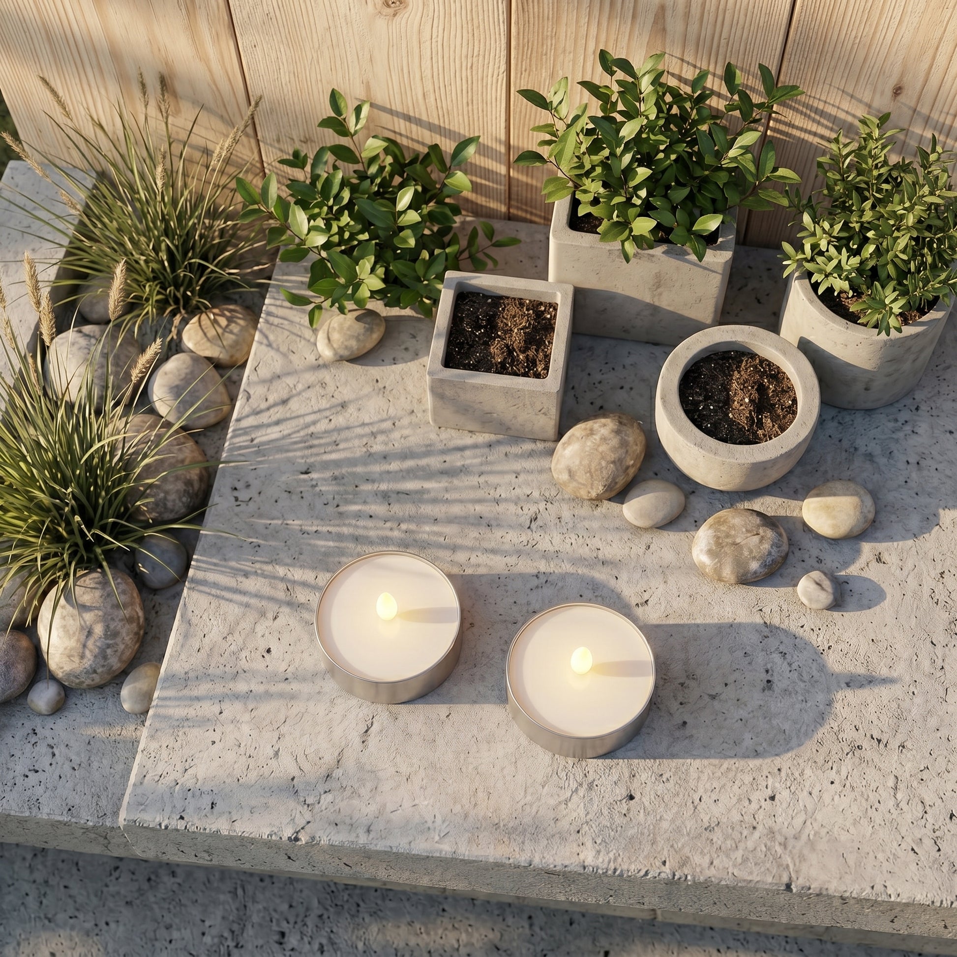 Outdoor LED Fyrfadslys 2-pak - Realistisk 3D Flamme - Sølv