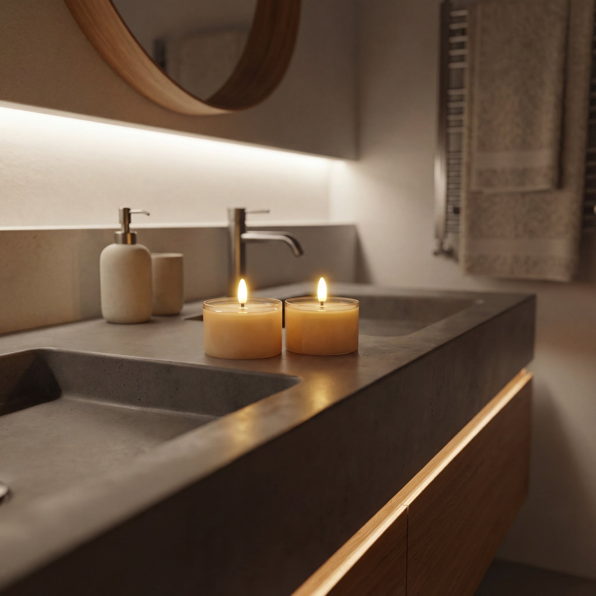 Jumbo LED fyrfadslys i glas - Amber - Nordic Flame