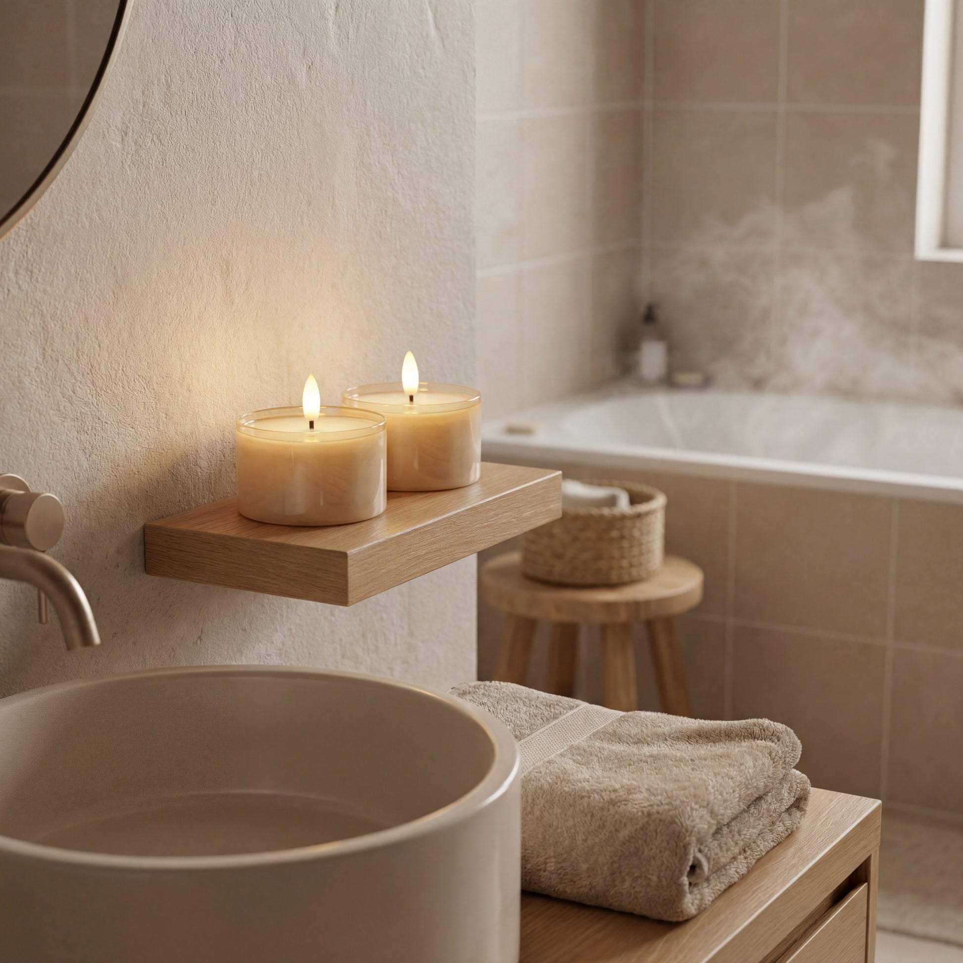 Jumbo LED fyrfadslys i glas - Amber - Nordic Flame