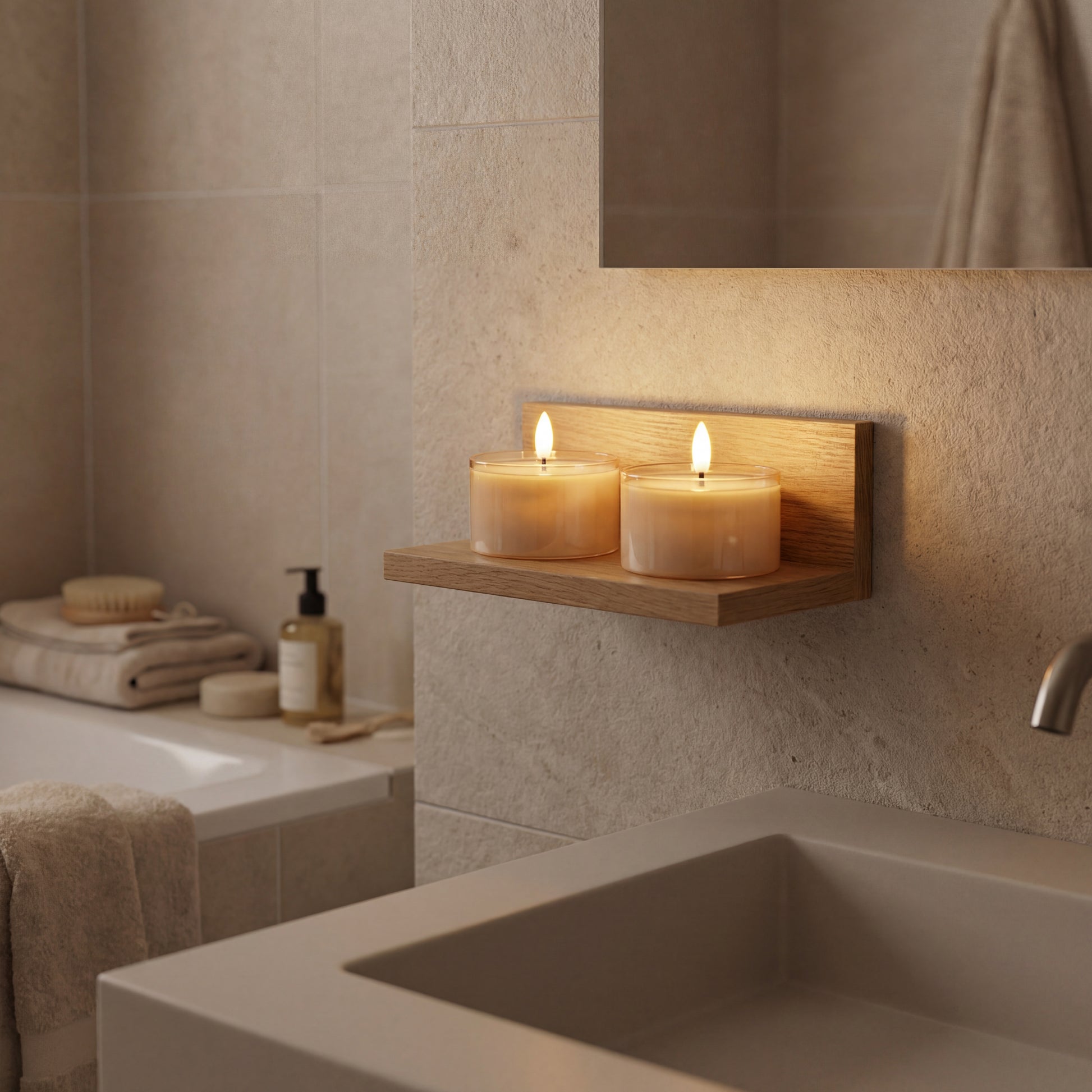 Jumbo LED fyrfadslys i glas - Amber - Nordic Flame