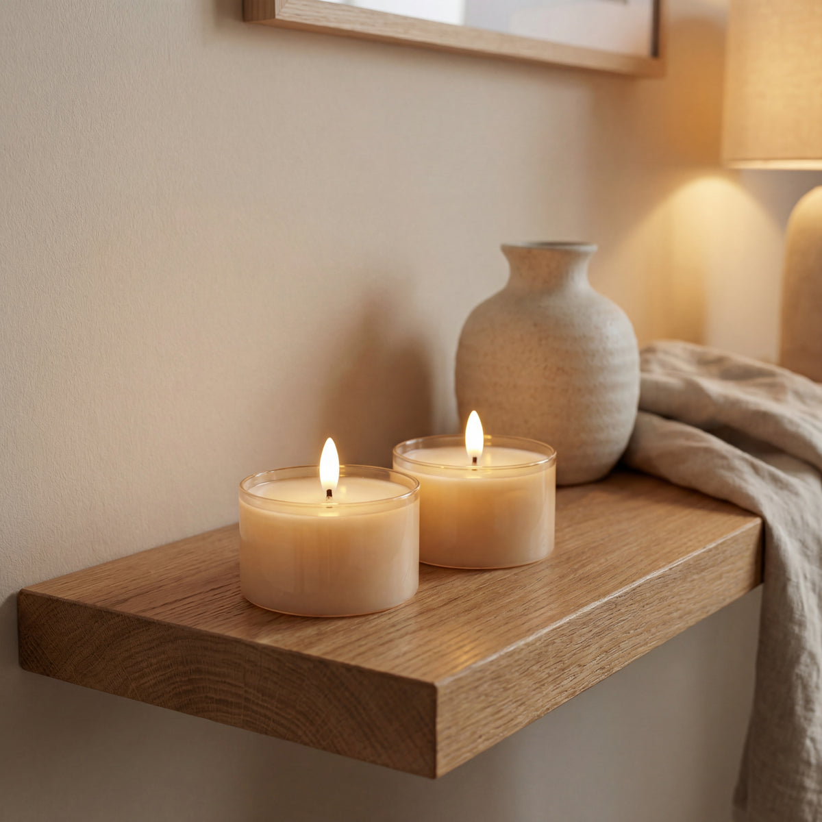 Jumbo LED fyrfadslys i glas - Amber - Nordic Flame