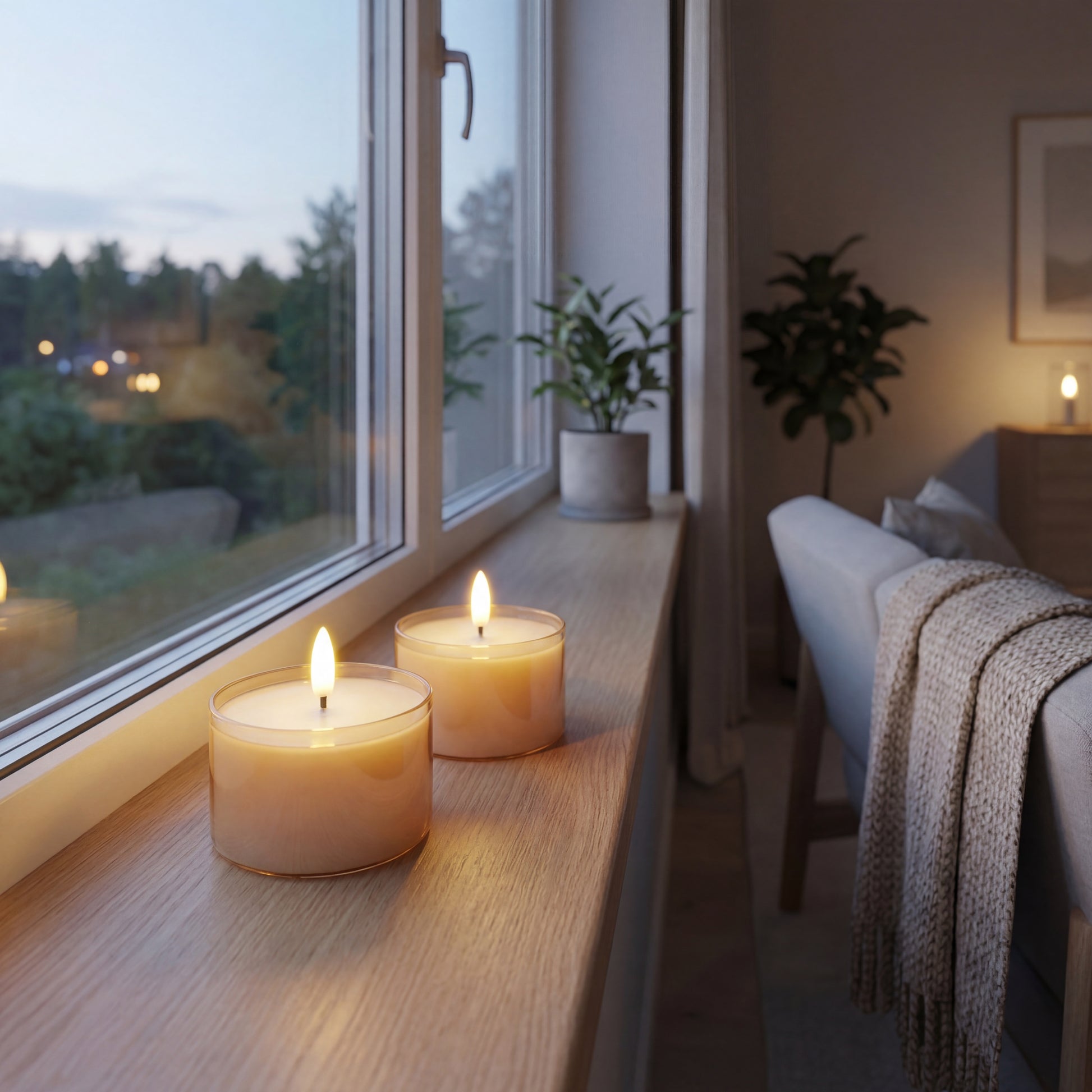 Jumbo LED fyrfadslys i glas - Amber - Nordic Flame