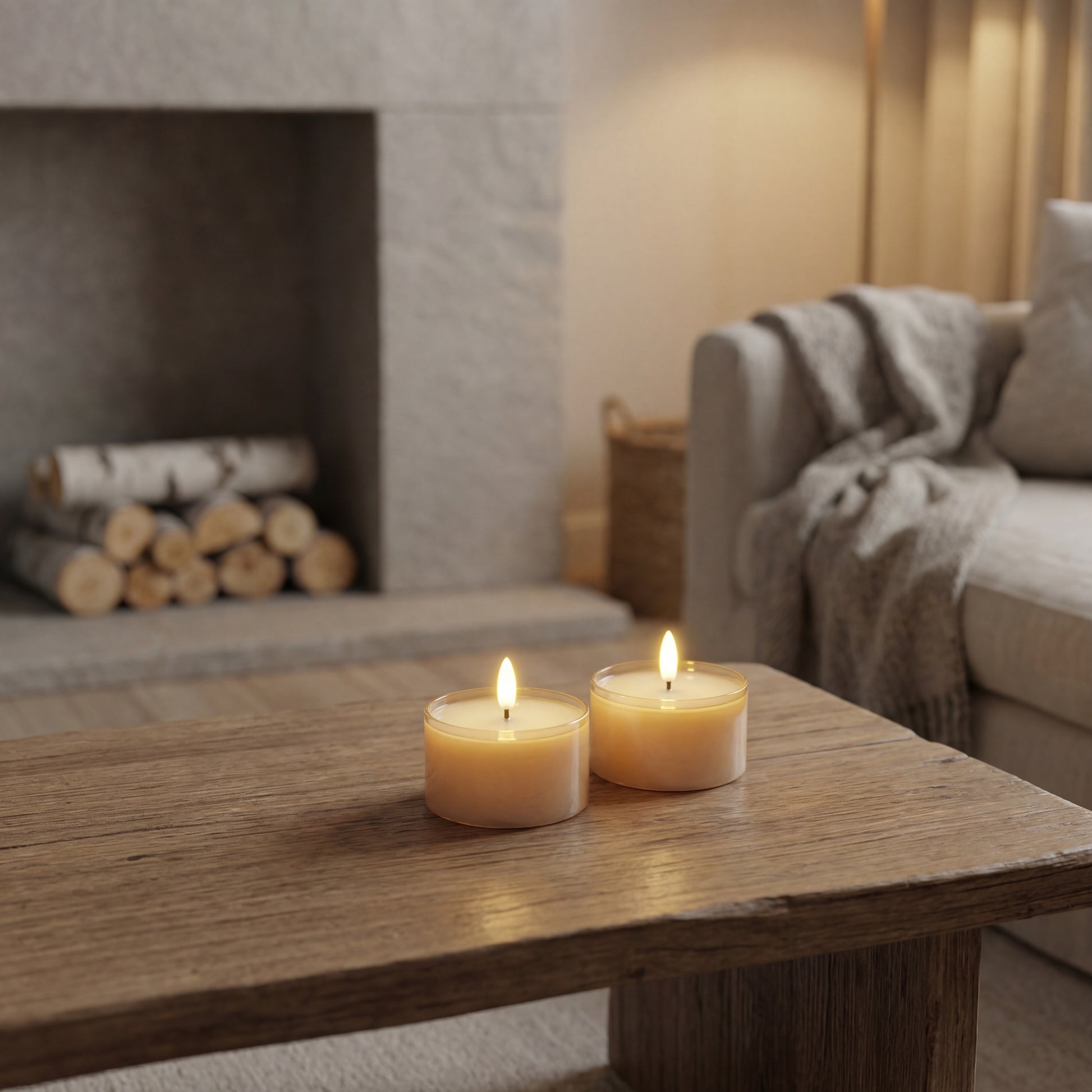 Jumbo LED fyrfadslys i glas - Amber - Nordic Flame