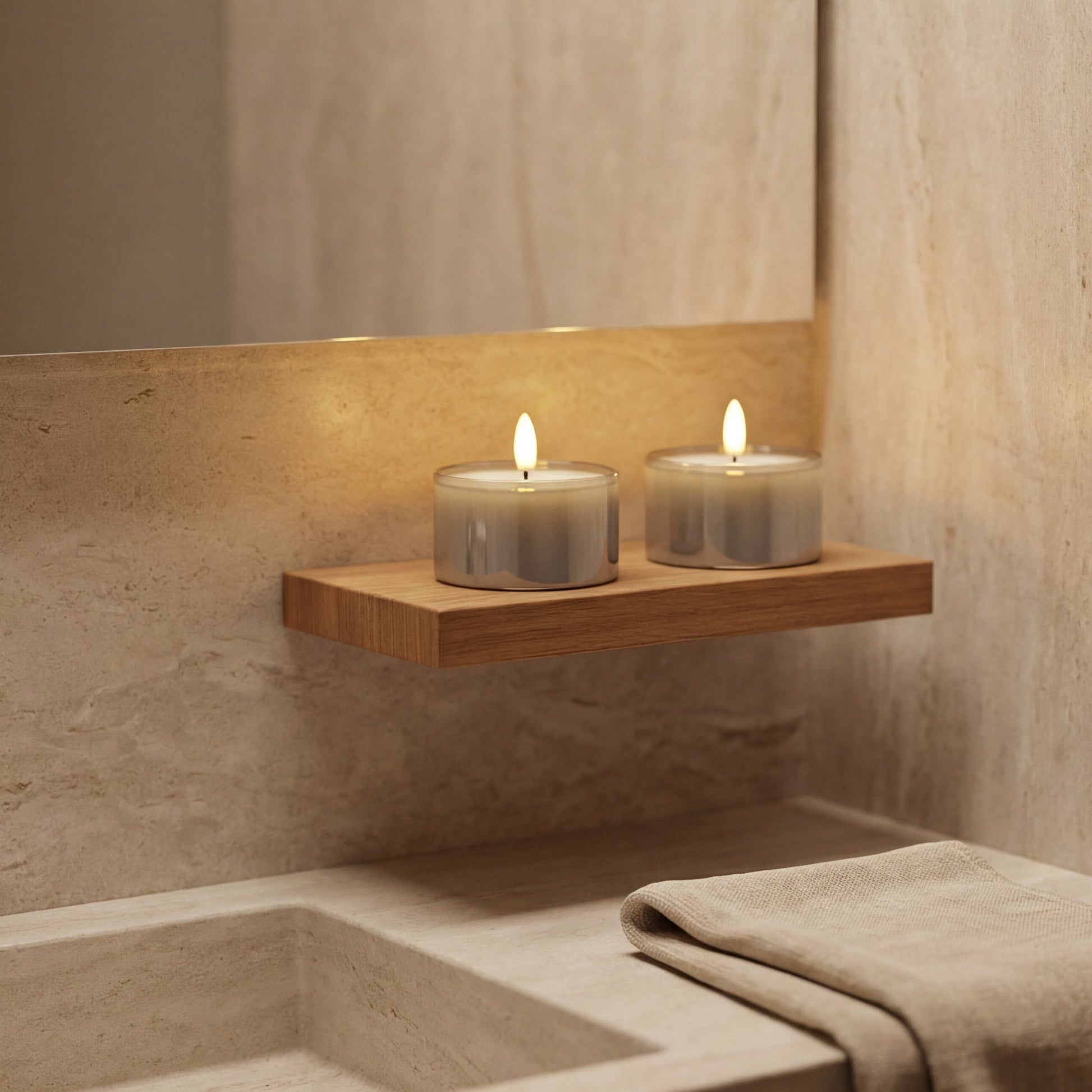 Jumbo LED fyrfadslys i glas - Grå - Nordic Flame