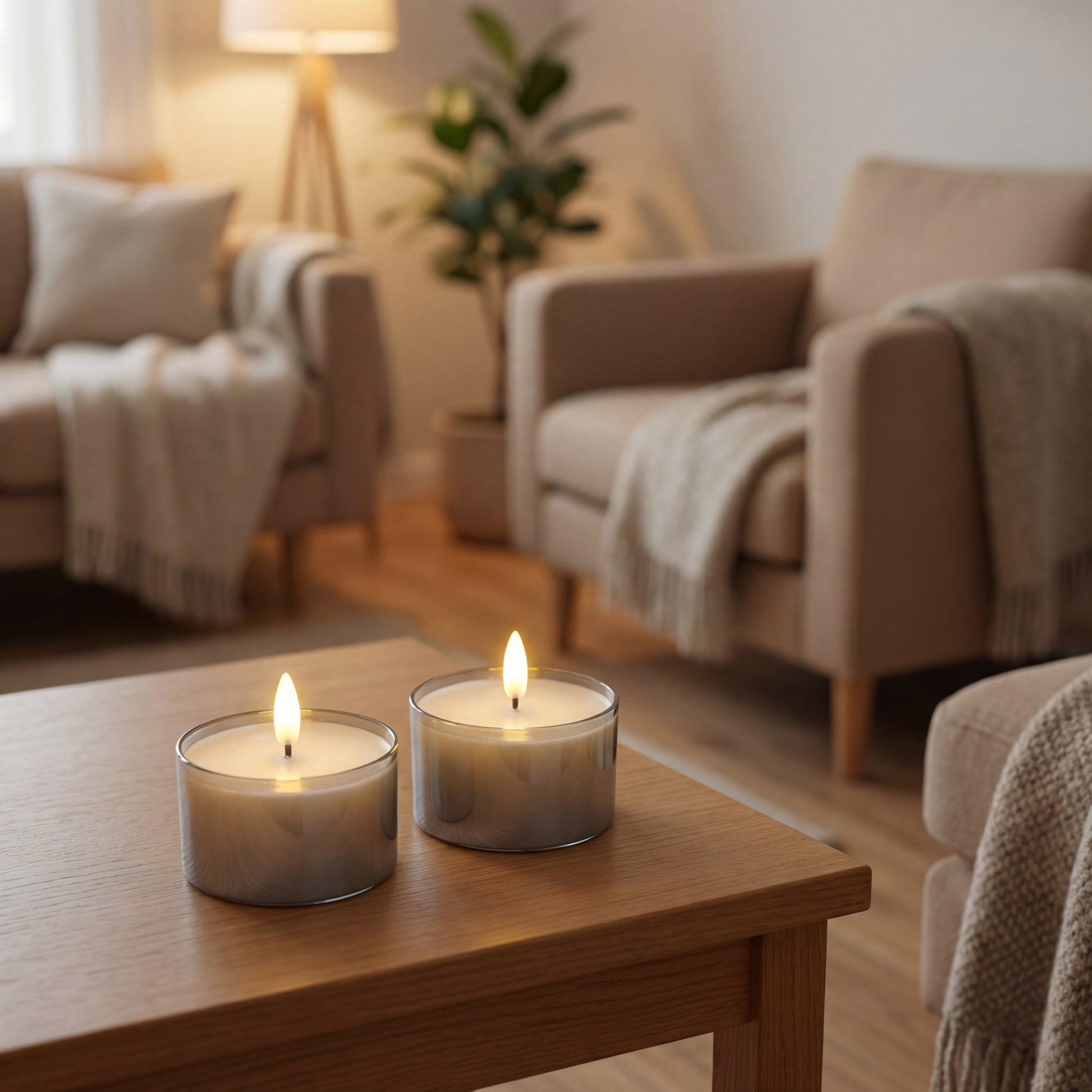 Jumbo LED fyrfadslys i glas - Grå - Nordic Flame