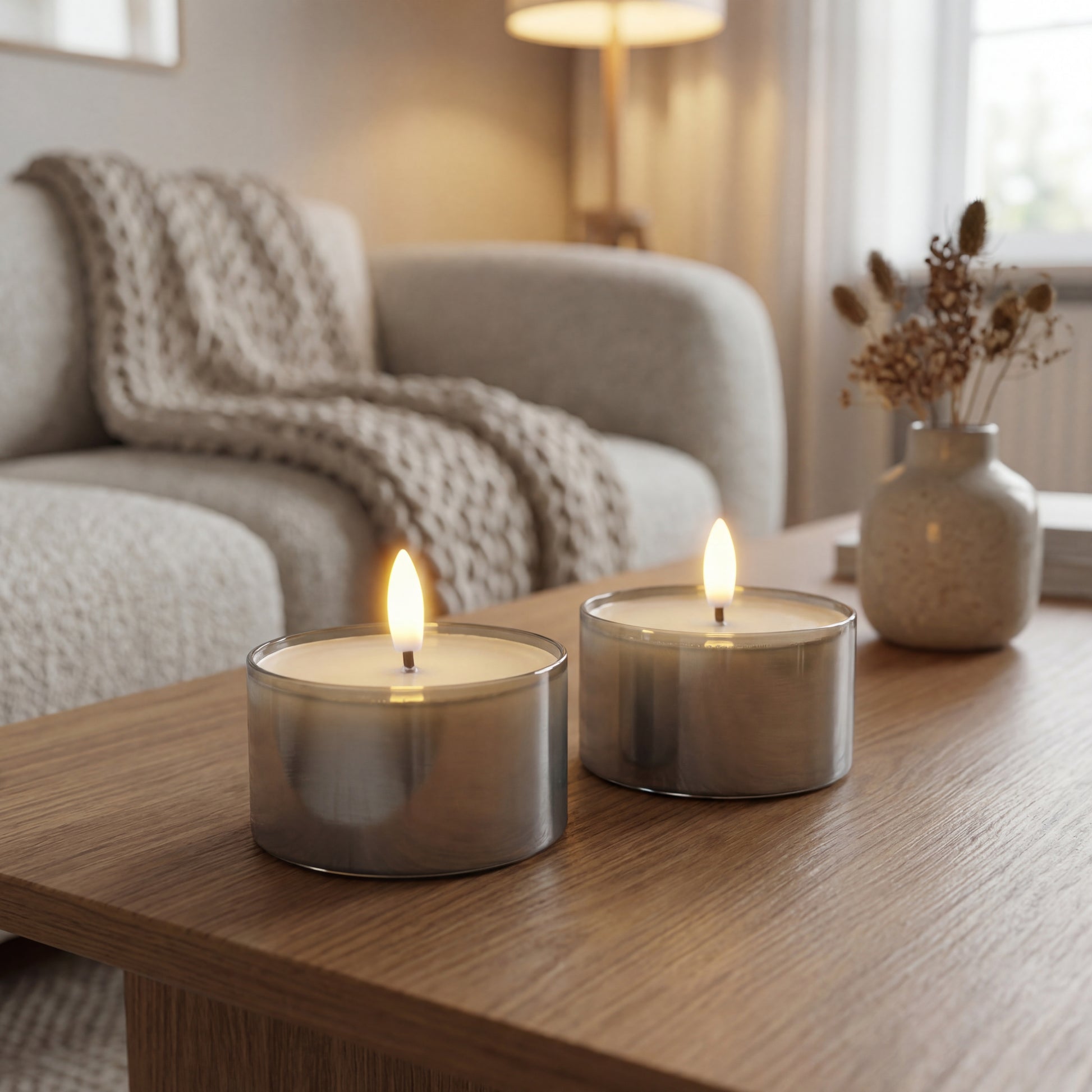 Jumbo LED fyrfadslys i glas - Grå - Nordic Flame