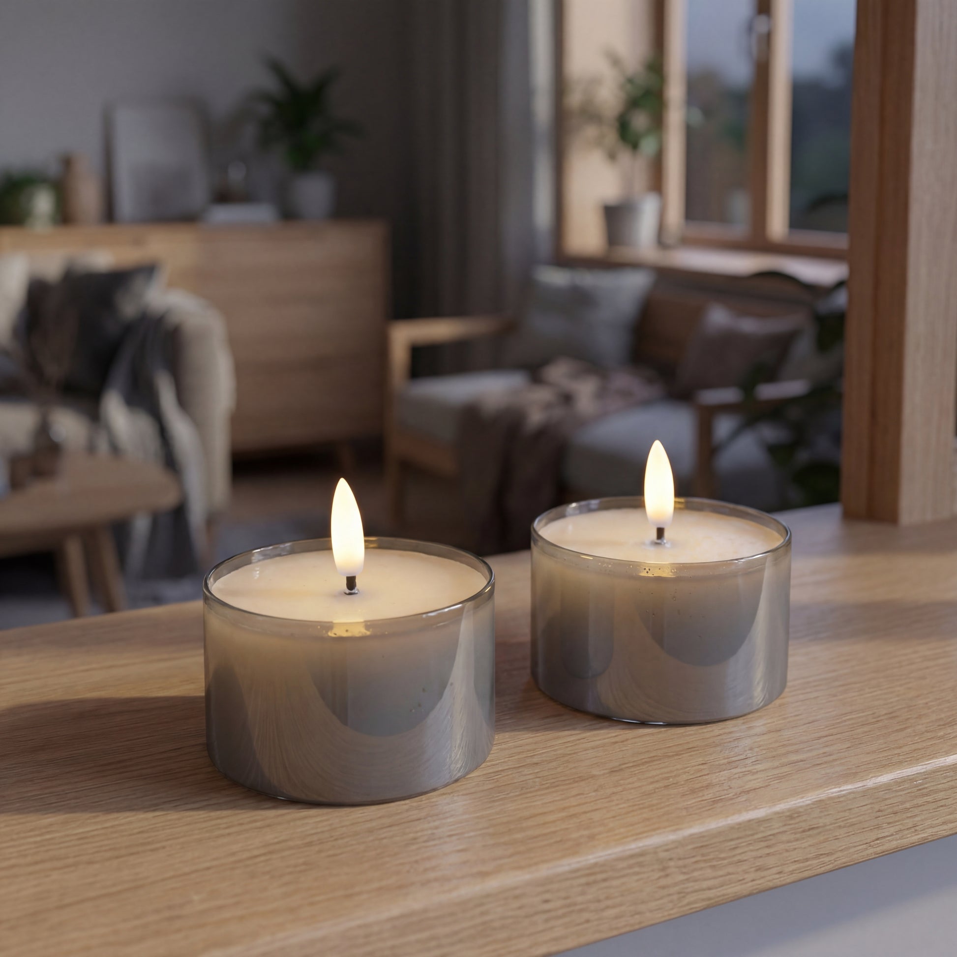 Jumbo LED fyrfadslys i glas - Grå - Nordic Flame