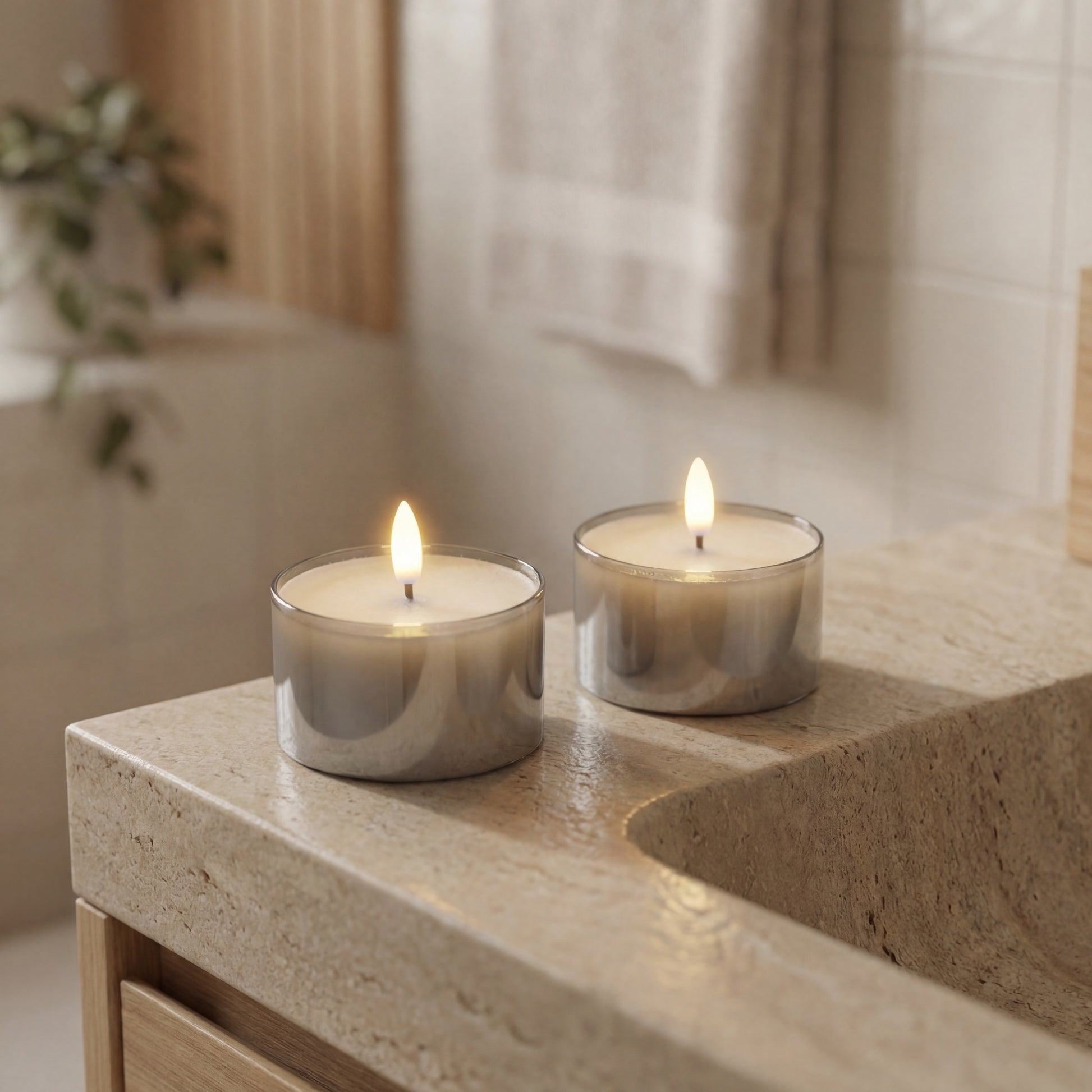 Jumbo LED fyrfadslys i glas - Grå - Nordic Flame