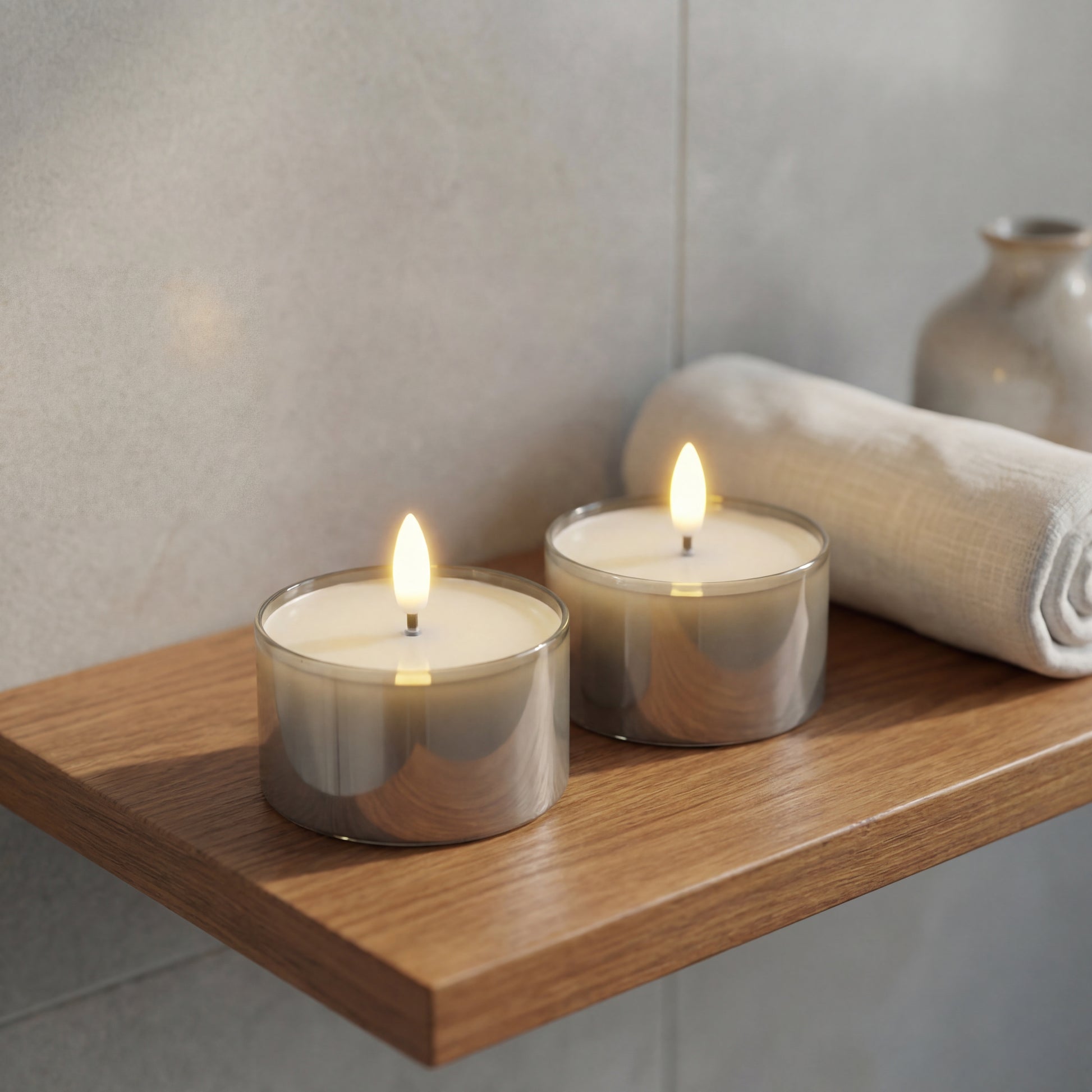 Jumbo LED fyrfadslys i glas - Grå - Nordic Flame