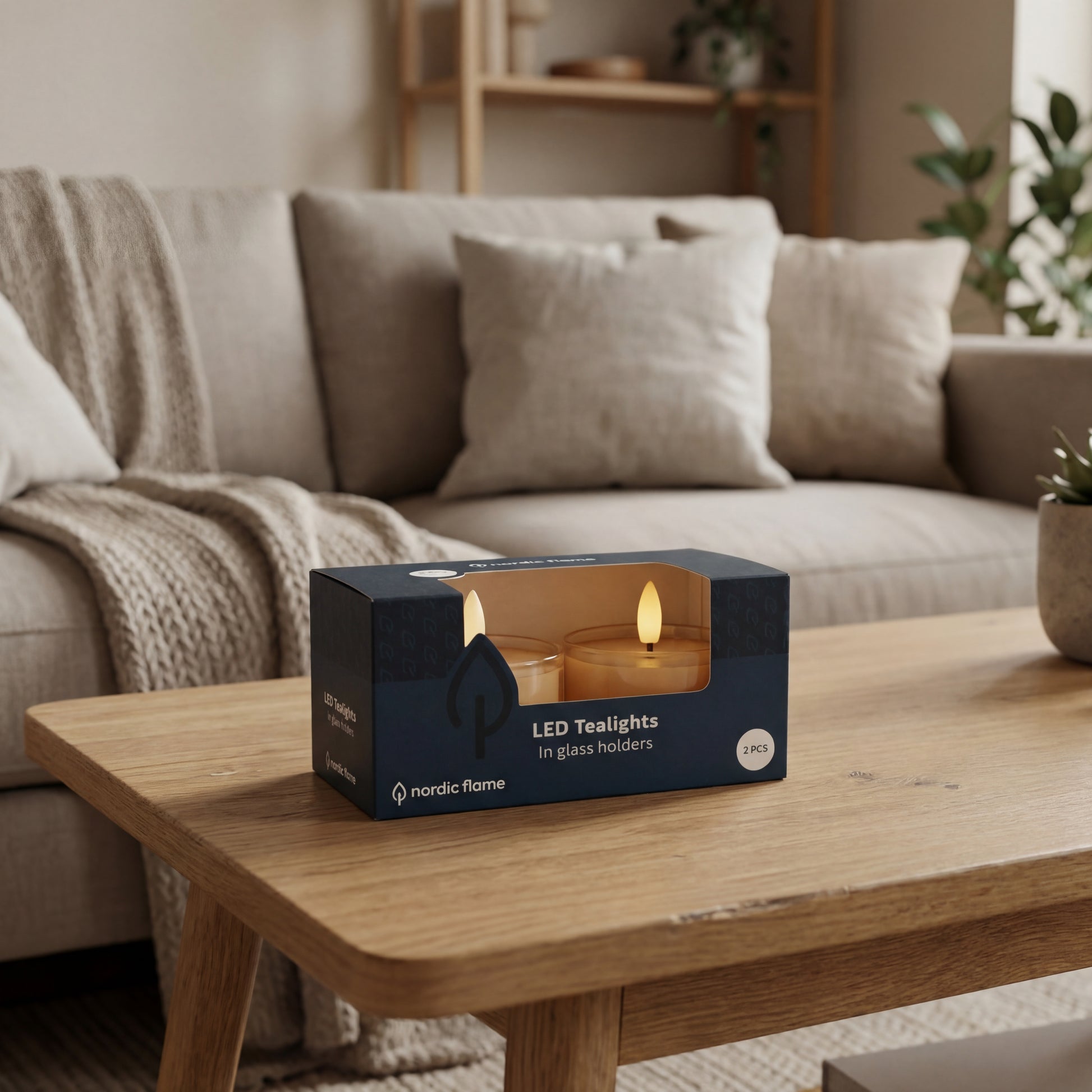 Jumbo LED fyrfadslys i glas - Amber - Nordic Flame