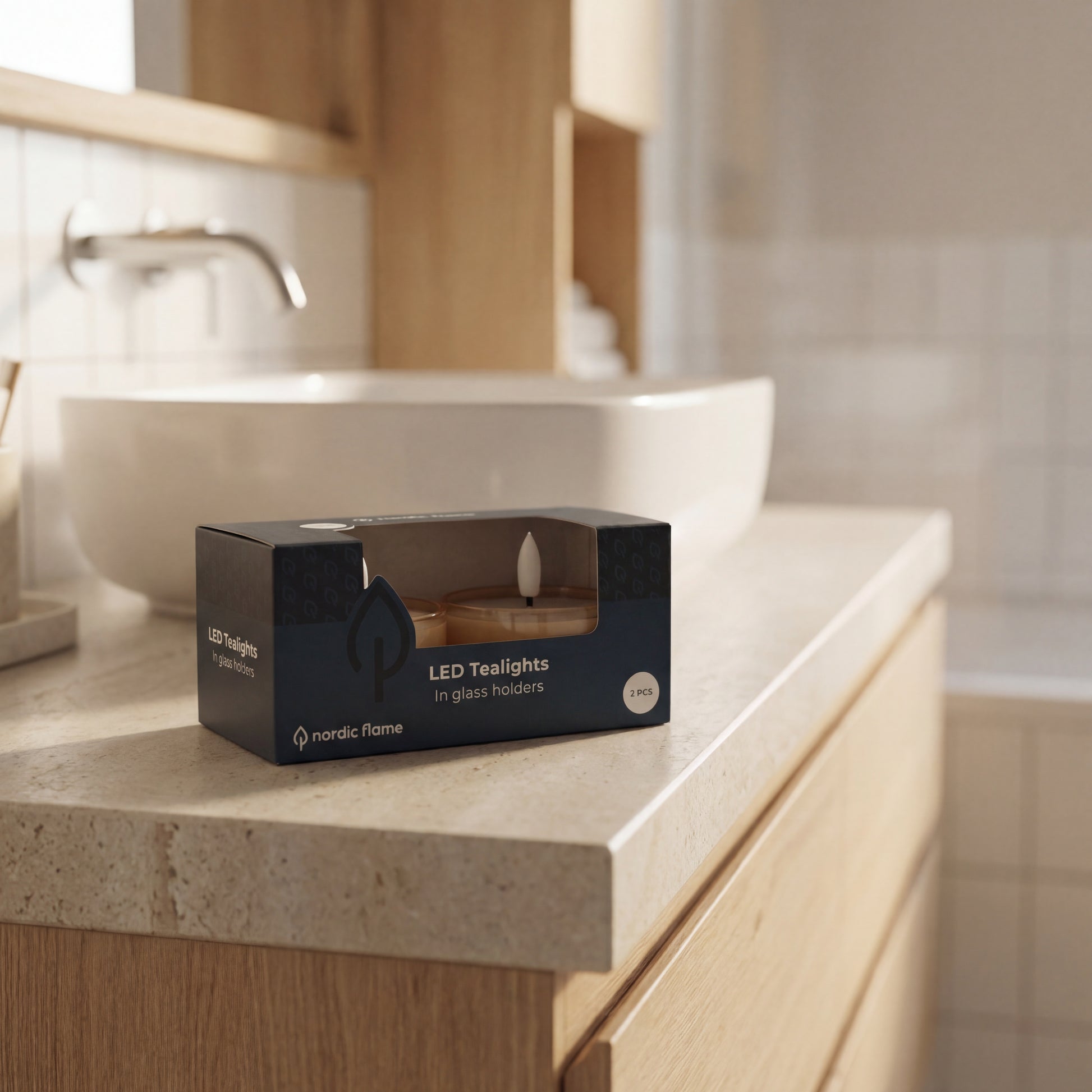 Jumbo LED fyrfadslys i glas - Amber - Nordic Flame