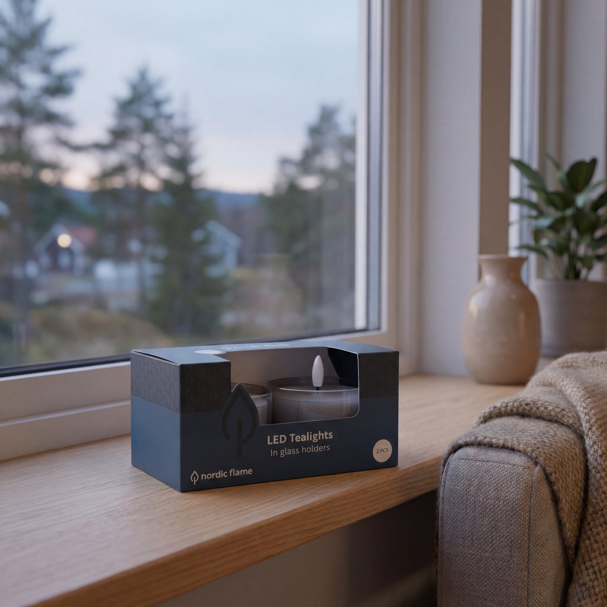 Jumbo LED fyrfadslys i glas - Grå - Nordic Flame