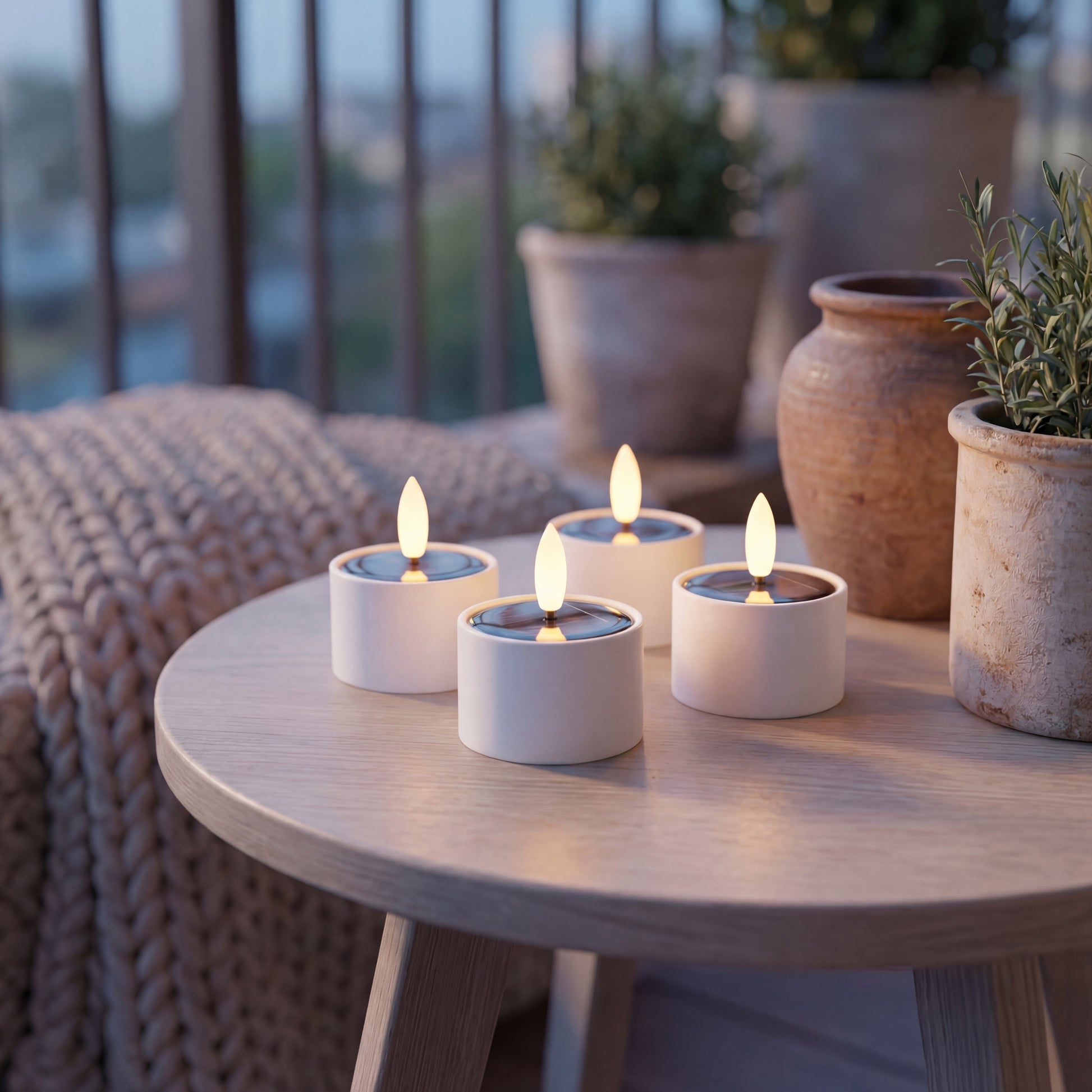 Solcelle fyrfadslys udendørs , 4 stk 3D flamme - Nordic Flame