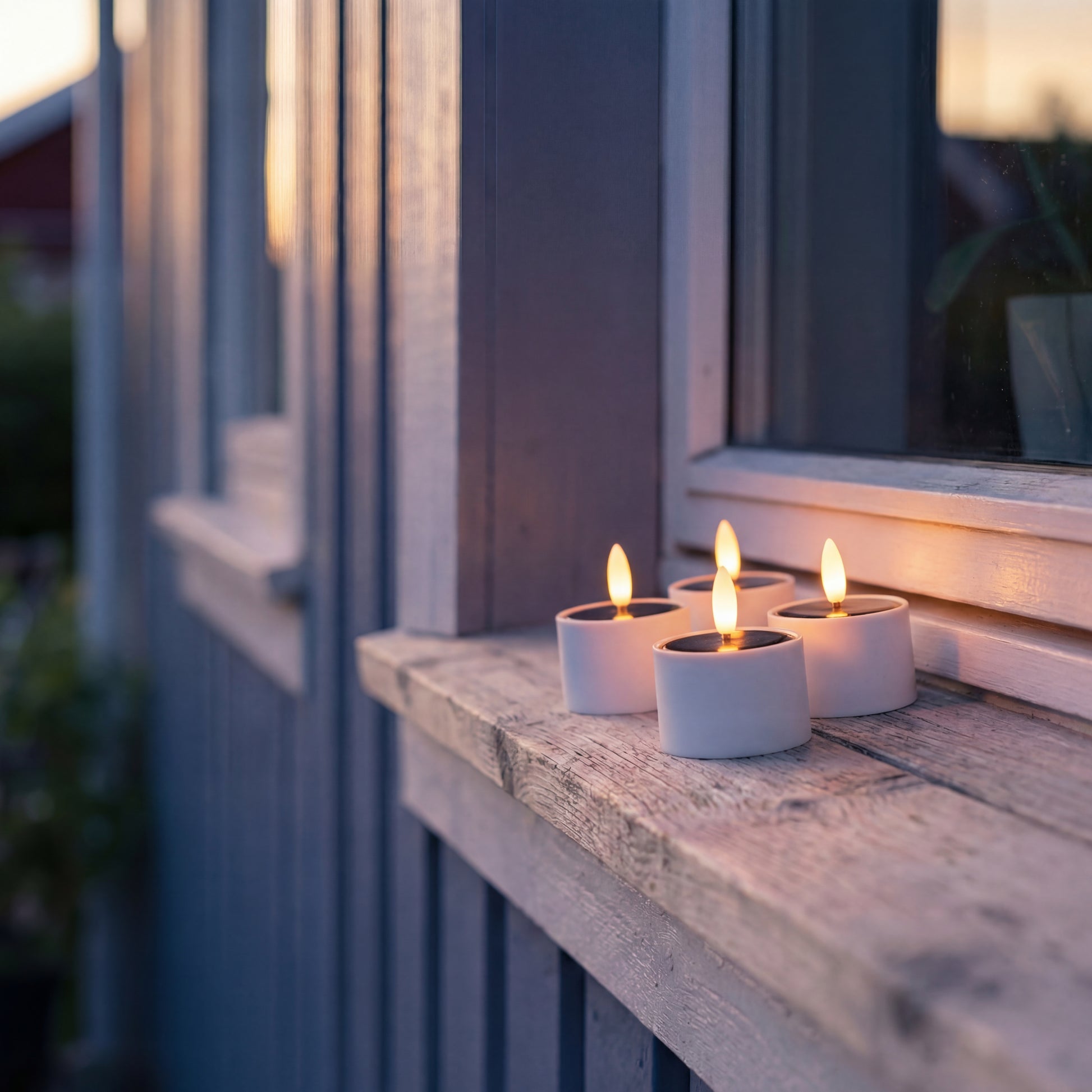 Solcelle fyrfadslys udendørs , 4 stk 3D flamme - Nordic Flame