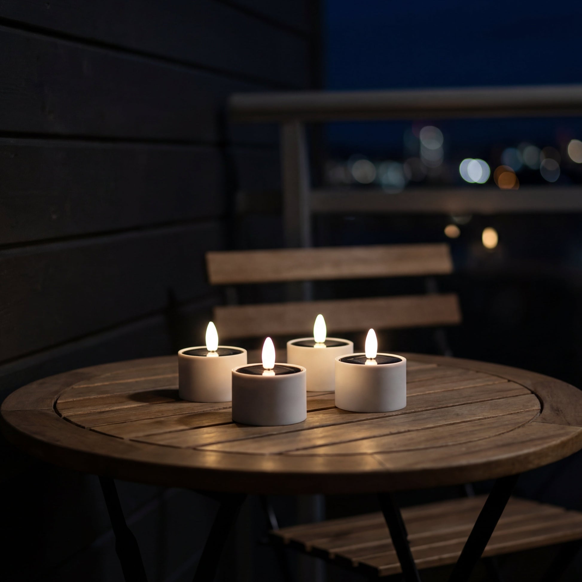 Solcelle fyrfadslys udendørs , 4 stk 3D flamme - Nordic Flame