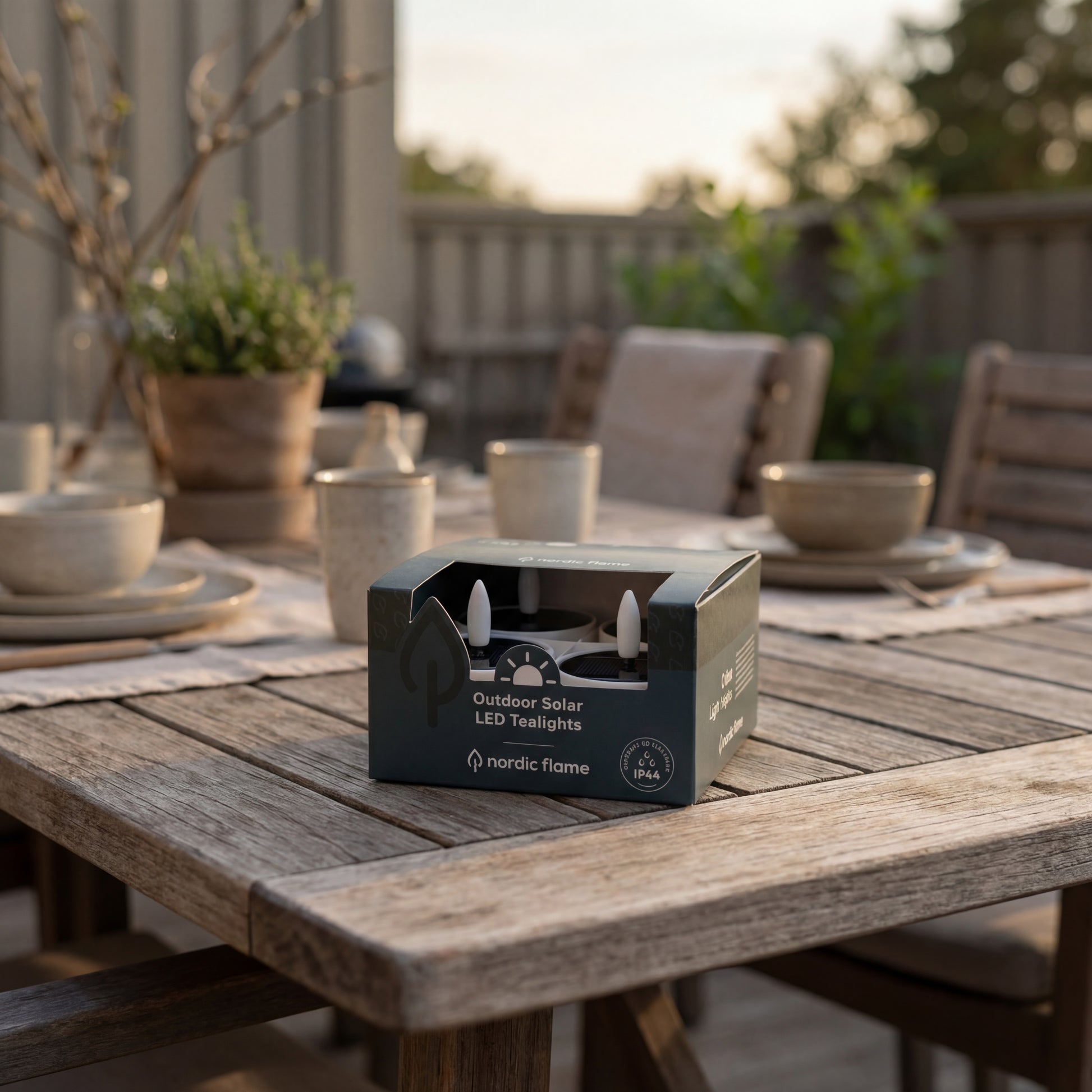 Solcelle fyrfadslys udendørs , 4 stk 3D flamme - Nordic Flame