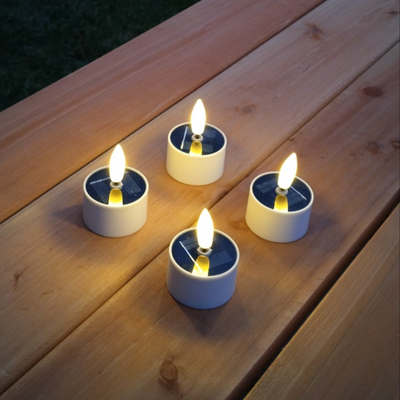 Udendørs Solcelle fyrfadslys, 4 stk