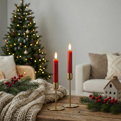 LED Kronelys 2 stk Ø2 x 15 cm - RØD