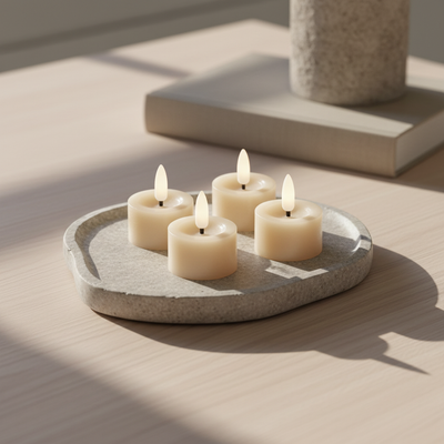 LED Fyrfadslys I Voks – 4-pak Sand