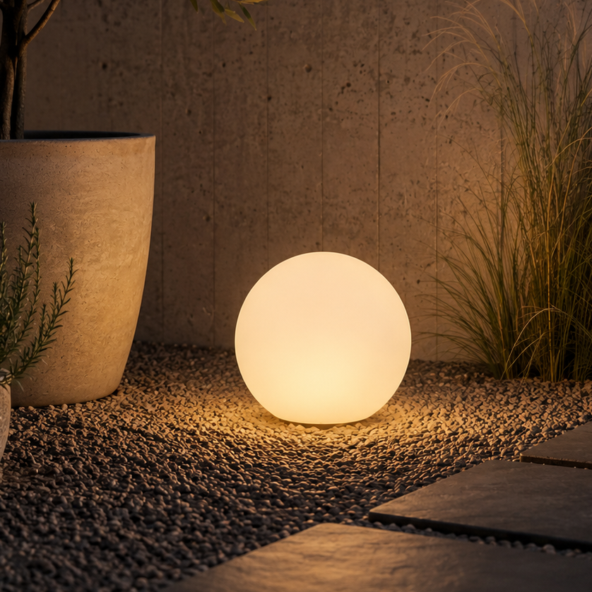 Udendørs Solcelle LED Lyskugle – Hvid – Ø25 cm