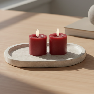 Små LED Bloklys - 2-Pak Rød