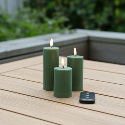 Udendørs LED Bloklys Ø5 – Sæt med 3 stk. i Grøn