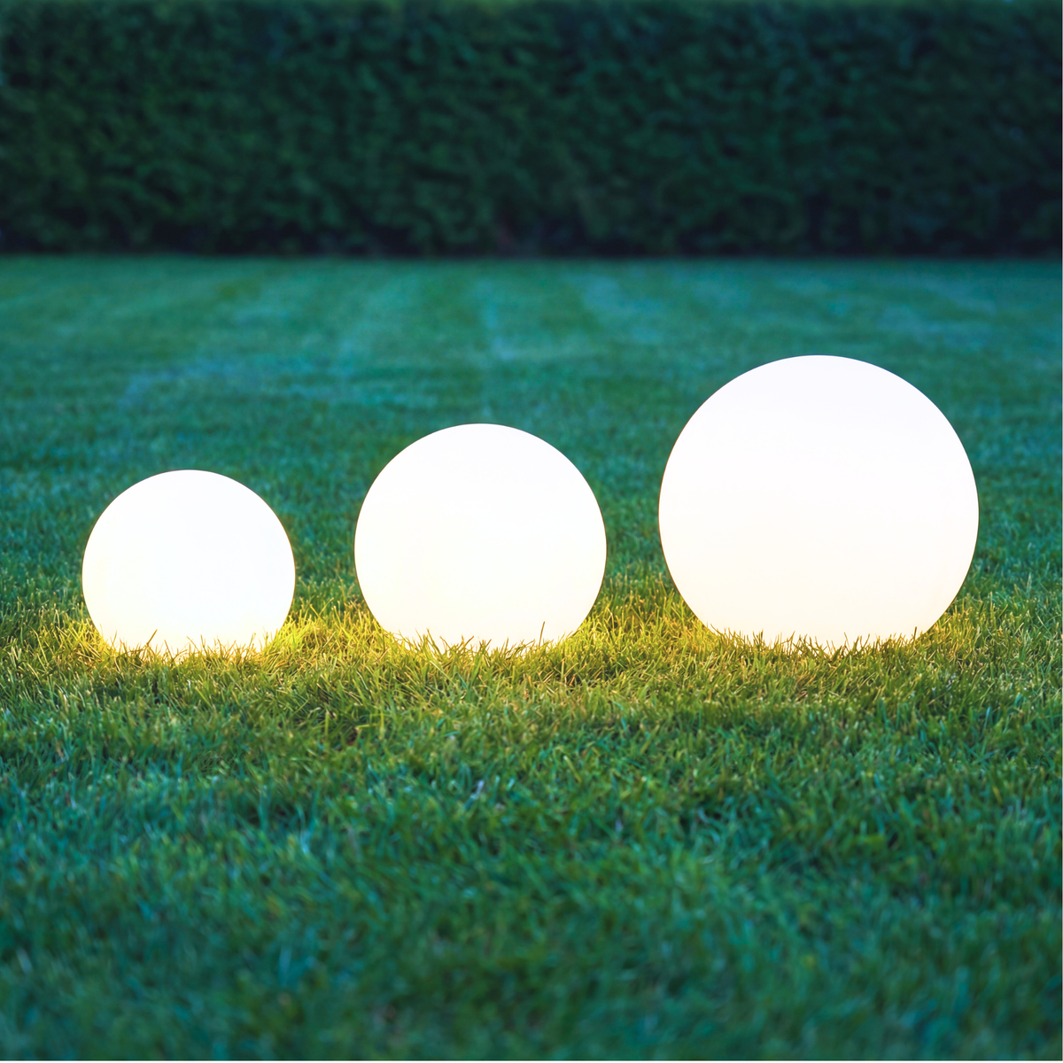 Udendørs solcelle LED lyskugler - hvid - 3 pak  (Ø:20/25/30cm) - NORDIC