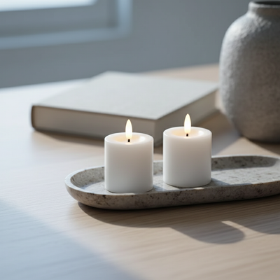 Små LED Bloklys - 2-Pak Hvid