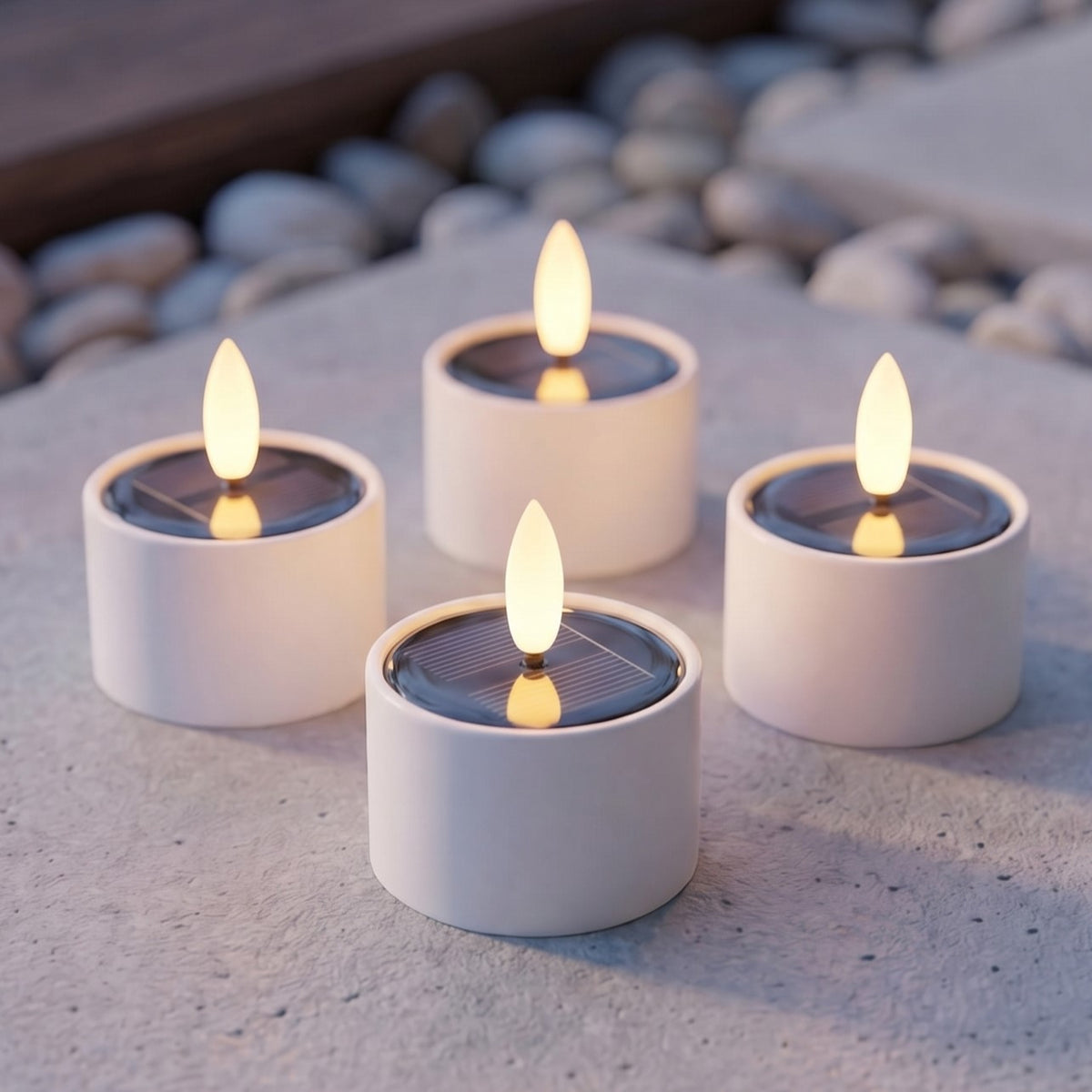 Solcelle fyrfadslys udendørs , 4 stk 3D flamme - Nordic Flame