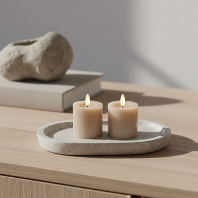 Små LED Bloklys - 2-Pak Sand