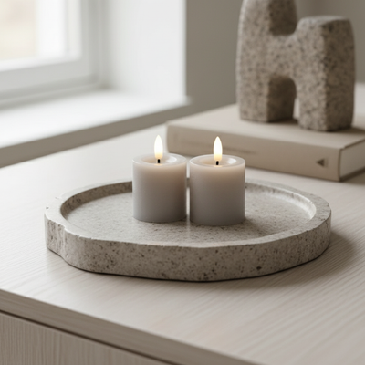 Små LED Bloklys - 2-Pak Grå