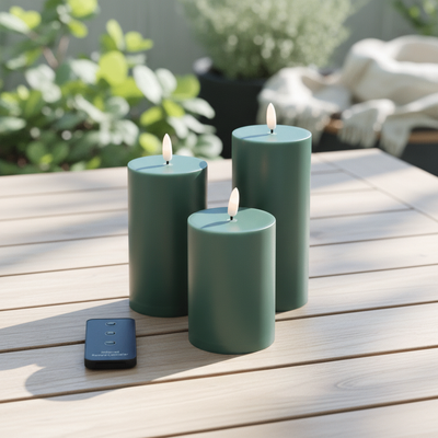 Udendørs LED Bloklys Ø7 – Sæt med 3 stk. i Grøn