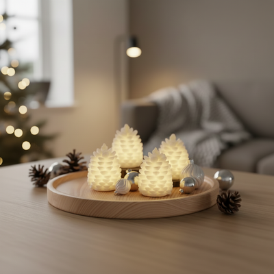 Hvide LED Kogler – 4 stk. (H 7,5 cm) Deluxe Homeart