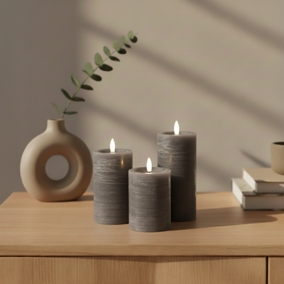 3-Pak LED bloklys til indendørs - Mørkegrå (inkl. fjernbetjening)