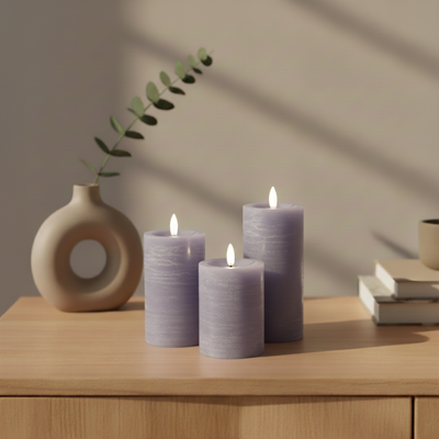 3-Pak LED bloklys til indendørs - Lavendel (inkl. fjernbetjening)