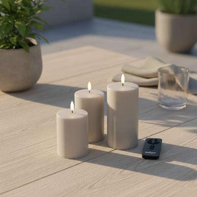 Udendørs 3-Pak Deluxe LED-lys inkl fjernbetjening - Sandfarvet