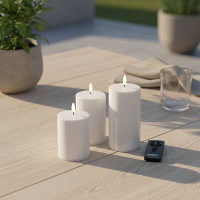 Udendørs 3-Pak Deluxe LED-lys inkl fjernbetjening - Hvid