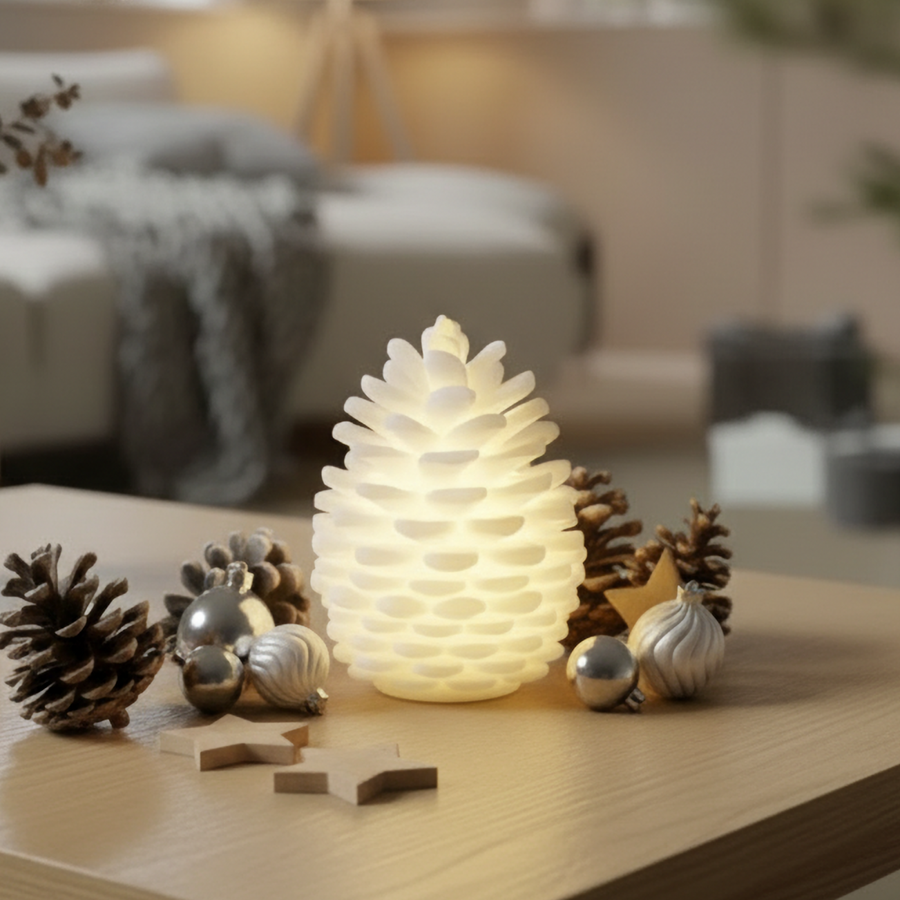 LED Grankogle Stearin  (13 cm) - Deluxe Homeart