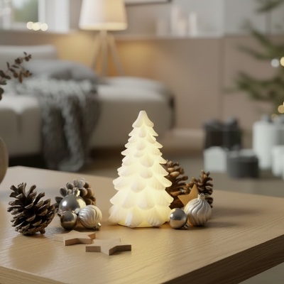 LED Juletræ H 16 cm - Stearin - Hvid - Deluxe Homeart