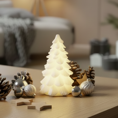 LED Juletræ H 19 cm - Stearin - Hvid - Deluxe Homeart