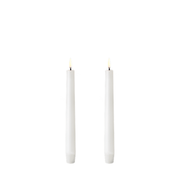 Uyuni LED Stagelys, Nordic White, Smooth, 2-pack, Ø2,3 x H20 cm