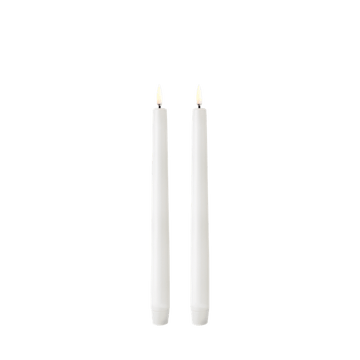 Uyuni LED Stagelys, Nordic White, Smooth, 2-pack, Ø2,3 x H25 cm